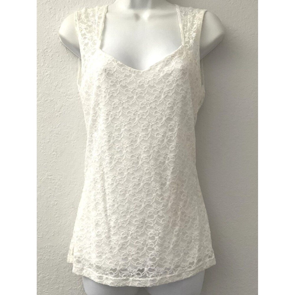 Vintage Y2K Deb Floral Lace Tank Top Coquette L